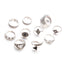 Retro Geometric Diamond Alloy Ring 10-Piece Set for Women