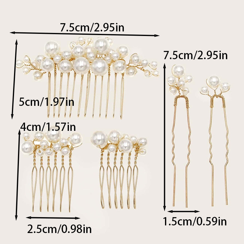 Retro Baroque Pearl Hair Fork Bridal Hairpin Accessories Set