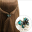 Retro Bronze Butterfly Hair Claw with Resin Bow and Gemstone Inlay