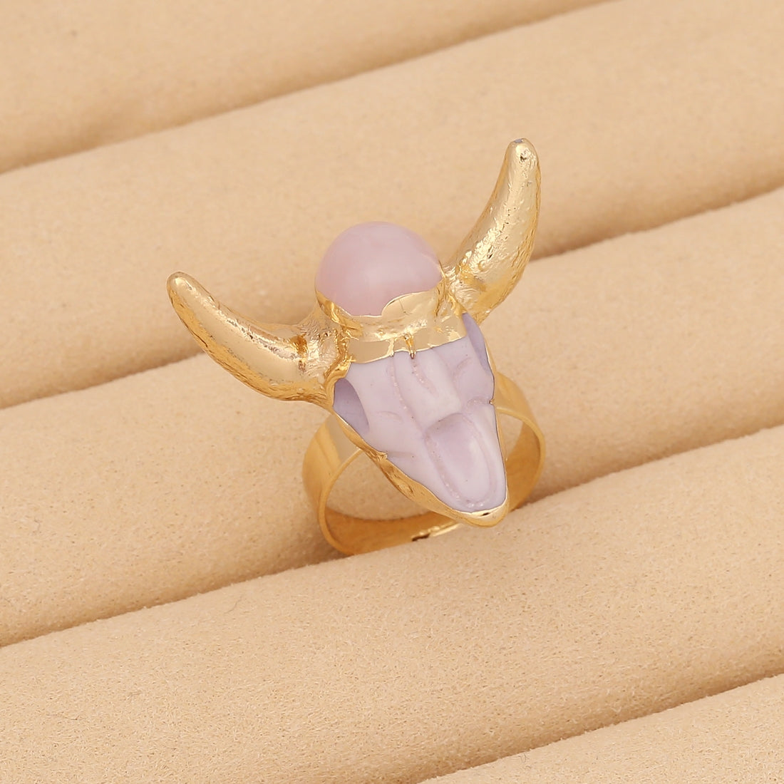 Retro Bohemian Cattle Head Alloy Resin Women's Open Ring