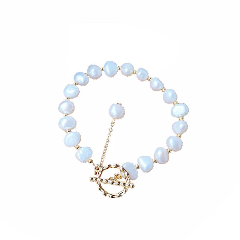 Retro Baroque Freshwater Pearl Gold-Plated Bracelet