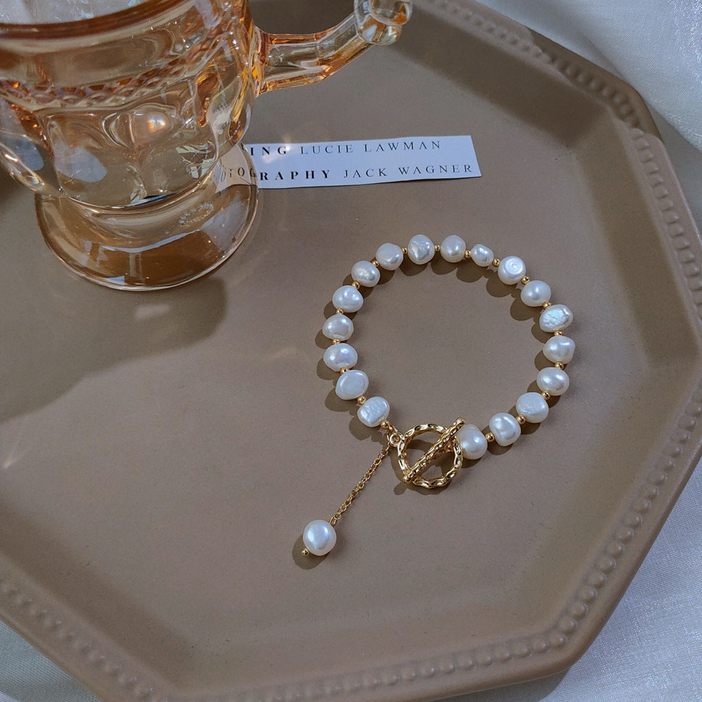 Retro Baroque Freshwater Pearl Gold-Plated Bracelet