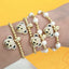 Retro Bear Zircon Inlay Gold Plated Pearl Bracelet