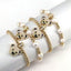 Retro Bear Zircon Inlay Gold Plated Pearl Bracelet