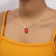 Retro Rectangle Gemstone Inlay Rhinestone Pendant Necklace for Women