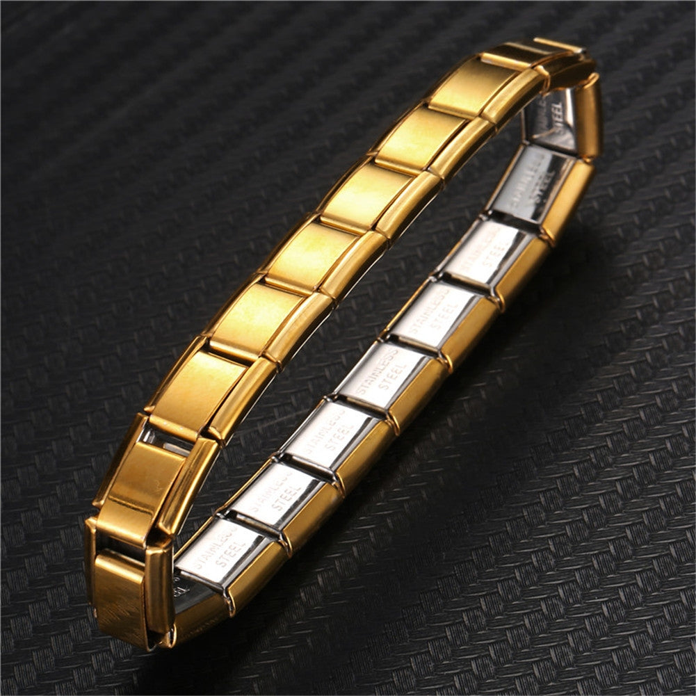 Retro Classic Unisex Stainless Steel Elastic Bangle Bracelet in Gold