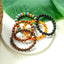 Retro Classic Round Wood Agate Beaded Bracelet with 8mm Tiger Eye and Rainbow Beads