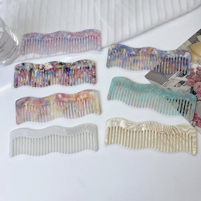 Retro Color Block Acetate Wavy Hair Comb for Women