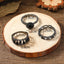 Retro Bohemian Turquoise Silver Plated Alloy Ring Set