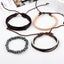 Retro Color Block Multi-Layer Leather Beaded Bracelet Set