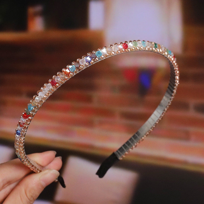 Retro Colorful Rhinestone Crystal Beaded Hairband