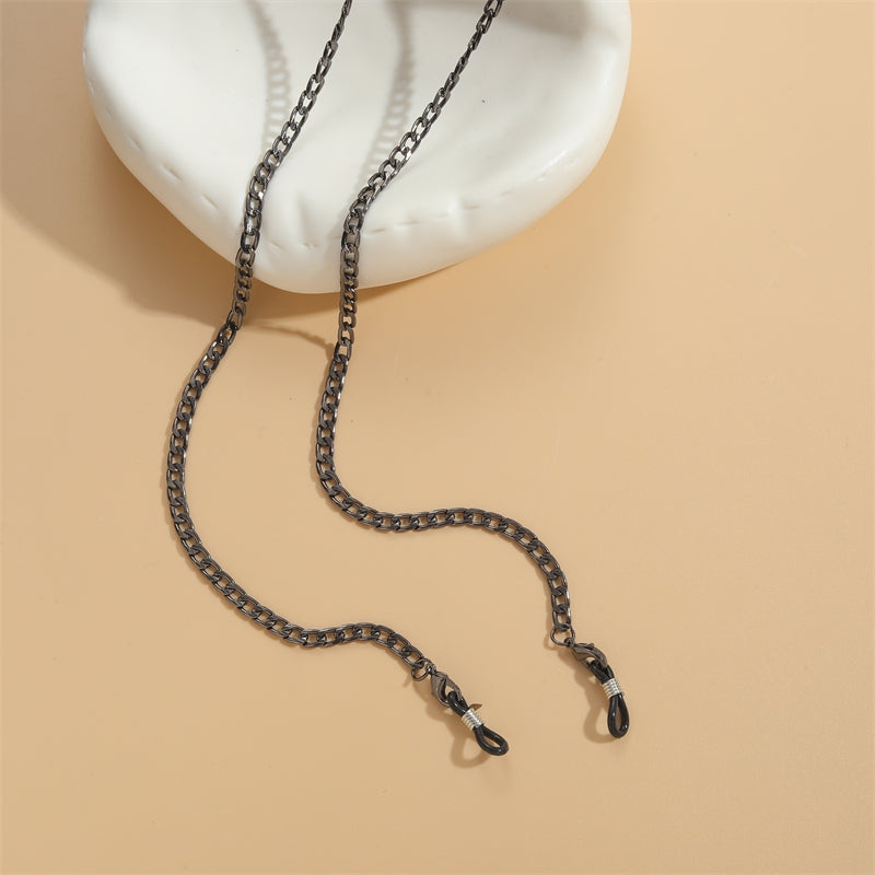 Retro Geometric Alloy Silica Gel Glasses and Mask Chain for Women and Men