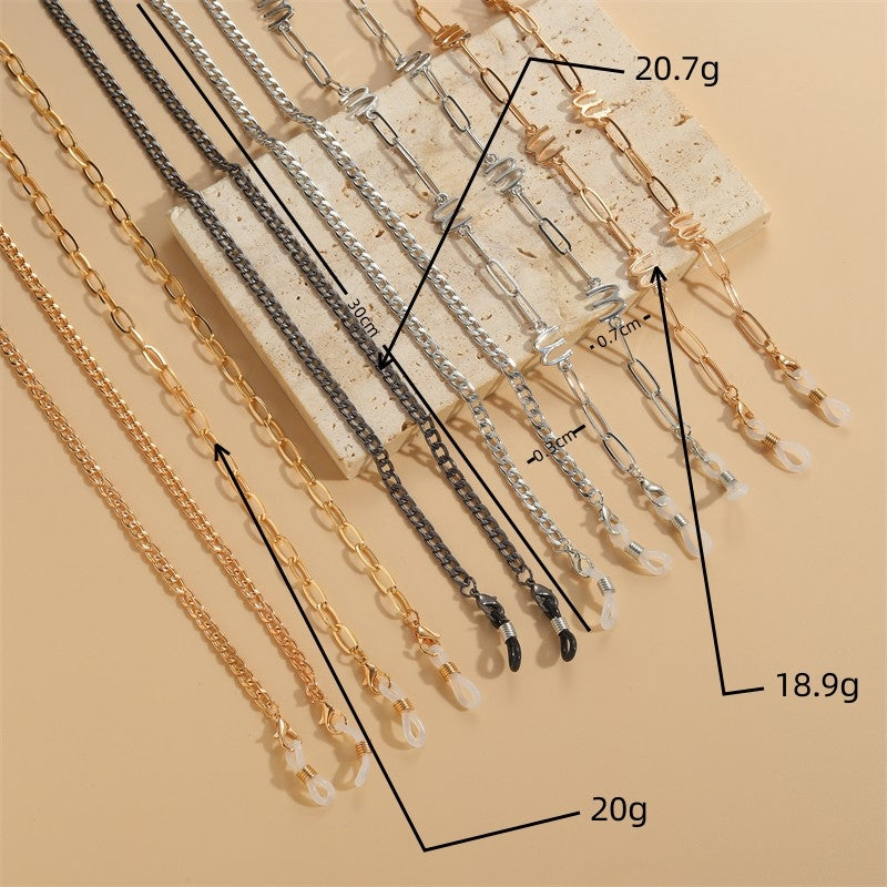 Retro Geometric Alloy Silica Gel Glasses and Mask Chain for Women and Men