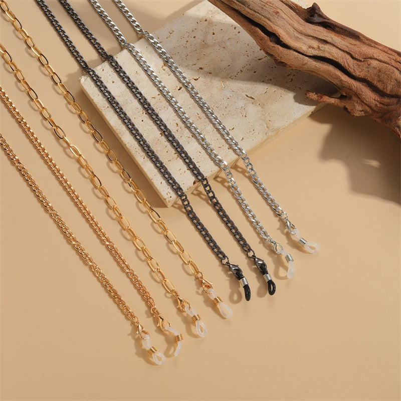 Retro Geometric Alloy Silica Gel Glasses and Mask Chain for Women and Men