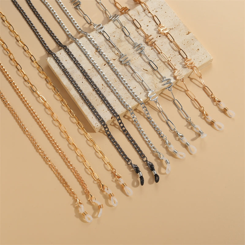 Retro Geometric Alloy Silica Gel Glasses and Mask Chain for Women and Men