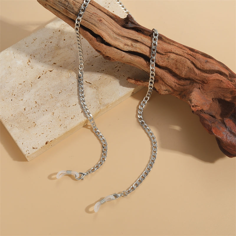 Retro Geometric Alloy Silica Gel Glasses and Mask Chain for Women and Men