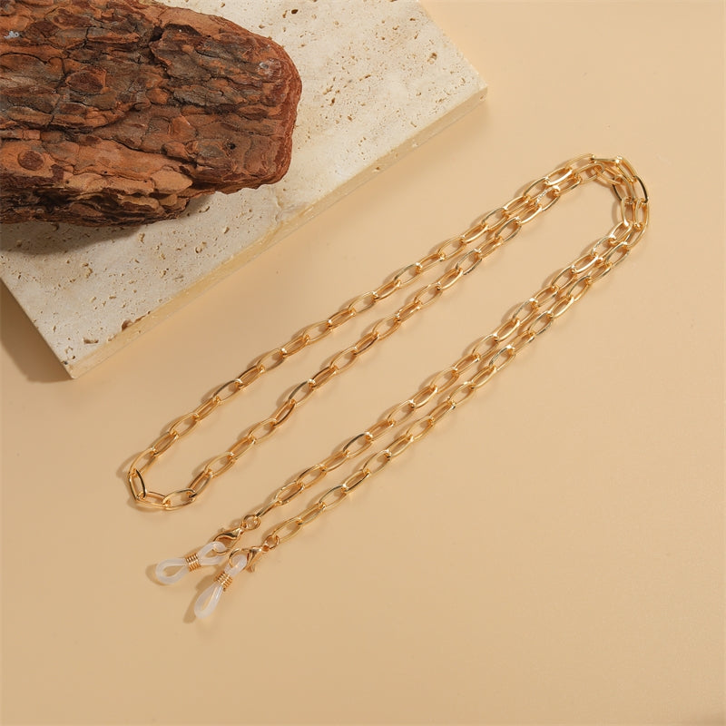 Retro Geometric Alloy Silica Gel Glasses and Mask Chain for Women and Men