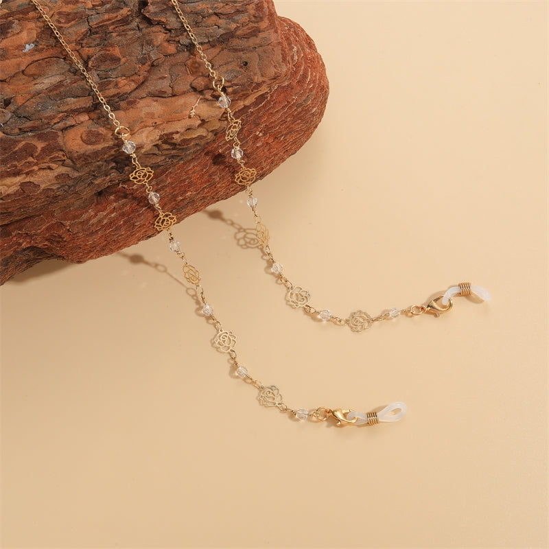 Retro Copper Iron Glasses Chain with Silicone Flower Star Charms