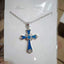 Retro Opal Inlay Cross Pendant Necklace for Women