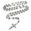 Retro Cross Alloy Rosary Pendant Necklace with 10mm Rose Beads