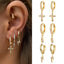 Retro Lightning Oval Zircon Gold Plated Drop Earrings