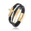 Retro Cross Gold Stainless Steel Multi-Layer Braided Leather Men's Bracelet