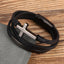 Retro Cross Gold Stainless Steel Multi-Layer Braided Leather Men's Bracelet