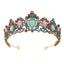 Retro Gold Alloy Bridal Crown with Colorful Rhinestones