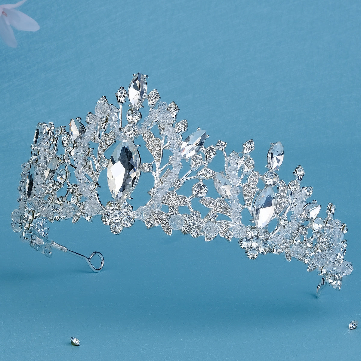 Vintage Crystal Rhinestone Bridal Crown and Veil Hair Ornament