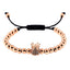 Retro Crown Stainless Steel Diamond Bead Adjustable Bracelet Set