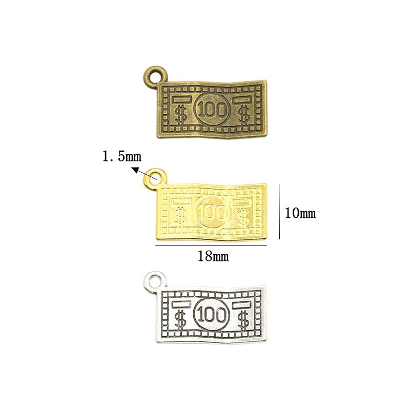 Retro Dollar Bill Alloy Charms Necklace & Bracelet Pendants Jewelry Accessories