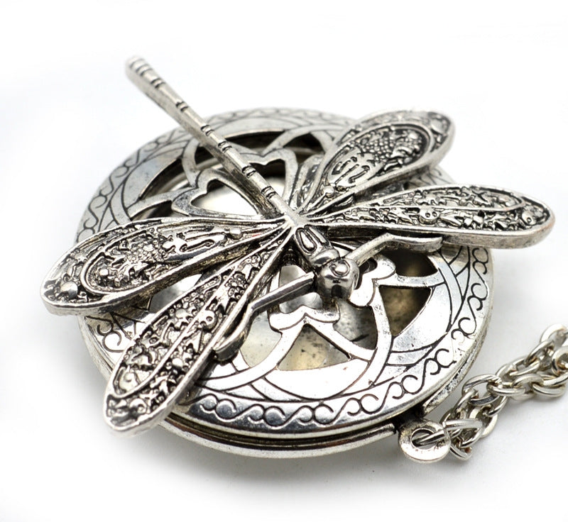 Retro Dragonfly Aromatherapy Locket Pendant Necklace