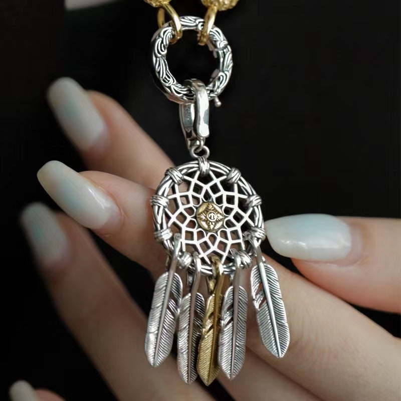 Retro Feather Dreamcatcher Pendant - Unique Design Fashion Jewelry Accessories