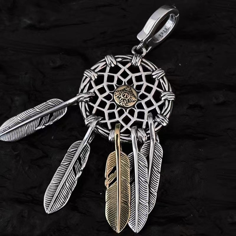 Retro Feather Dreamcatcher Pendant - Unique Design Fashion Jewelry Accessories