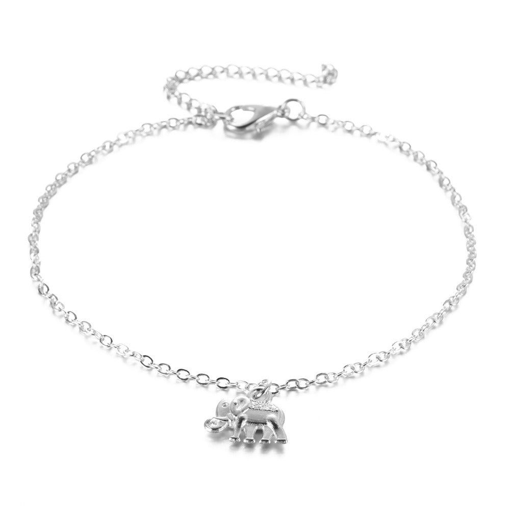 Retro Elephant Pendant Alloy Anklet - Fashionable Women's Beach Chain Jewelry