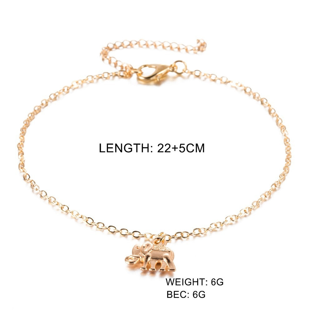 Retro Elephant Pendant Alloy Anklet - Fashionable Women's Beach Chain Jewelry