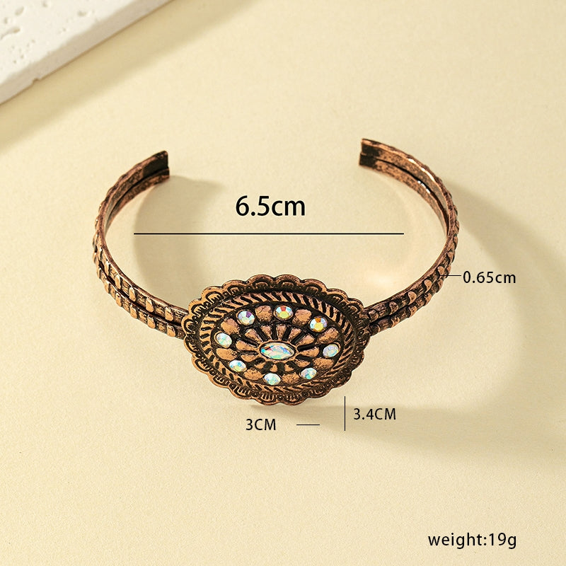 Retro Ethnic Style Commute Flower Alloy Wholesale Bangle