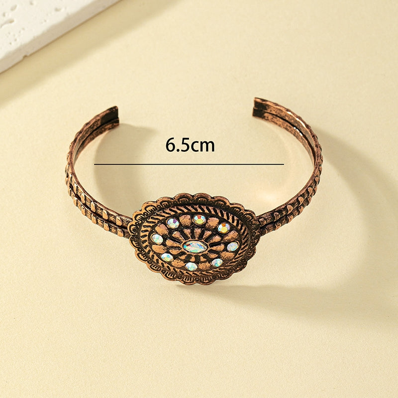 Retro Ethnic Style Commute Flower Alloy Wholesale Bangle