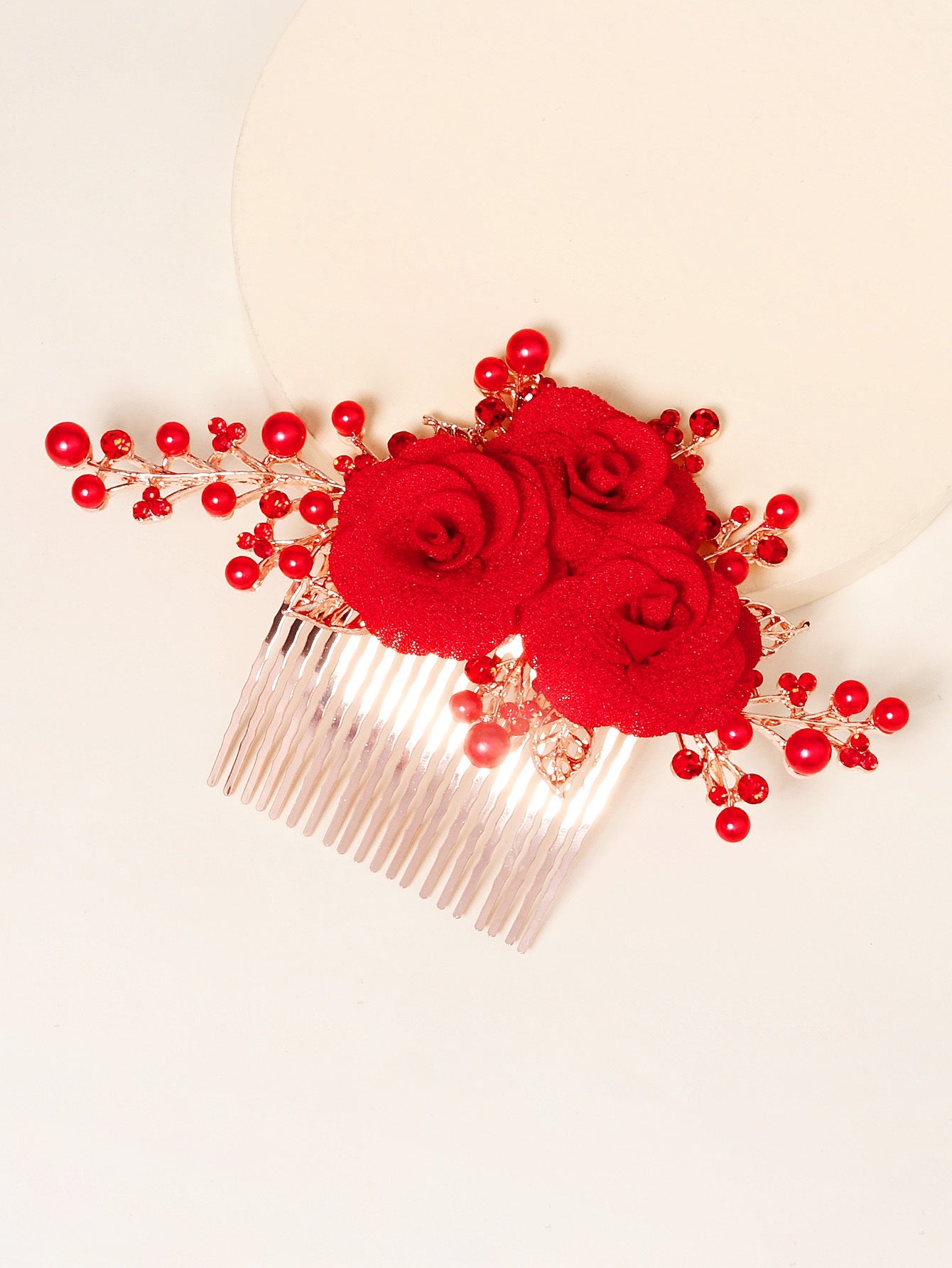 Retro Floral Rhinestone Hair Comb with Pearl Accents for Bridal Updo