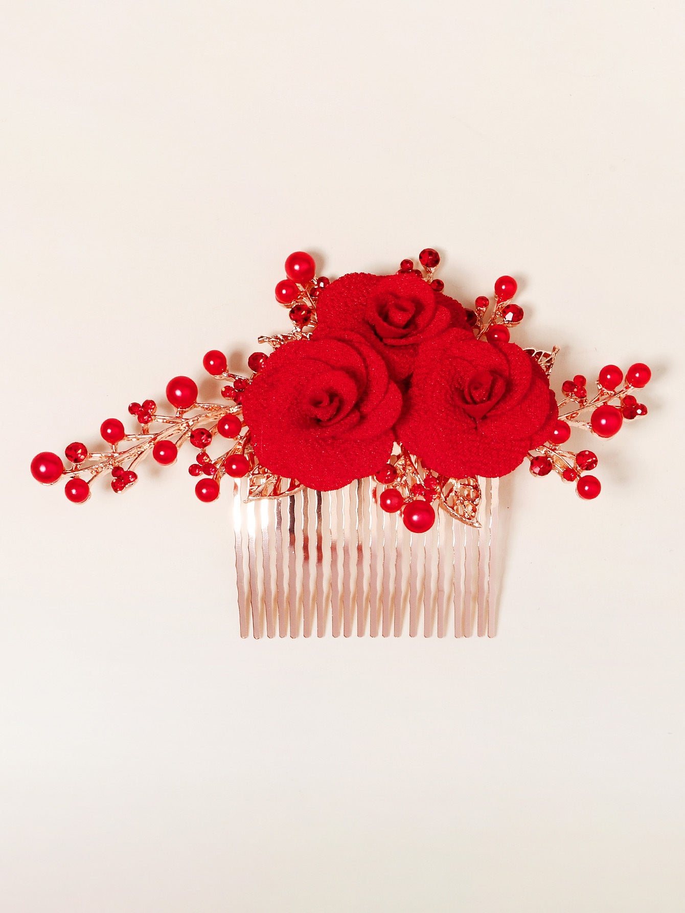 Retro Floral Rhinestone Hair Comb with Pearl Accents for Bridal Updo