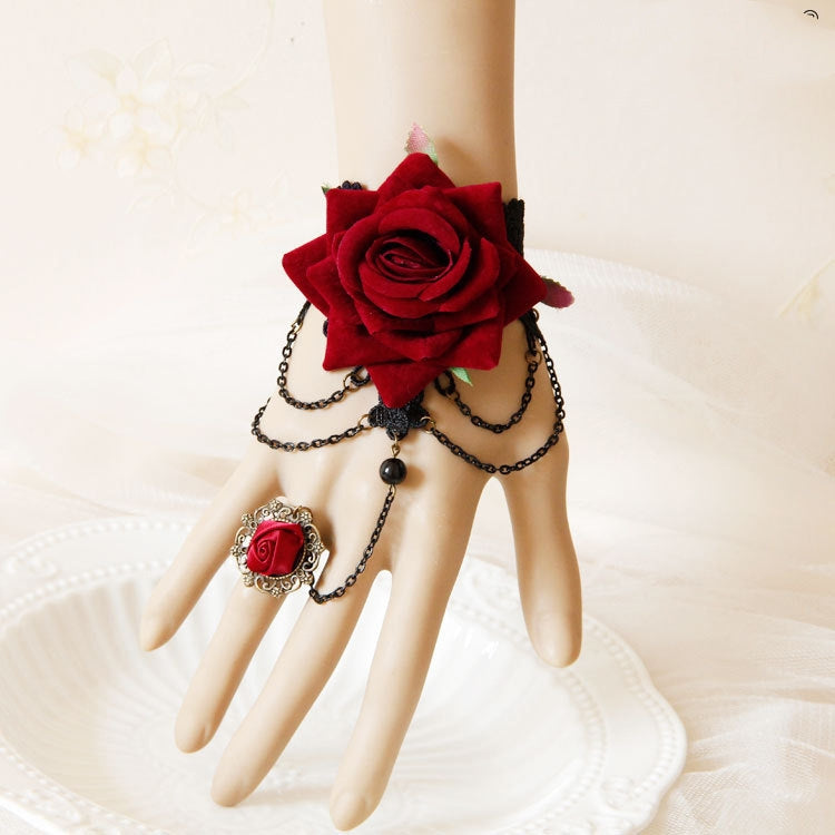 Retro Flower Lace Vintage Rose Wrist Accessories and Ring Gloves