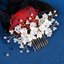 Retro Floral Ceramic Flower Bridal Hair Comb with Imitation Pearls