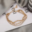 Retro Rhinestone Layered Anklet Set - Three Piece Metal Chain Anklets for Women