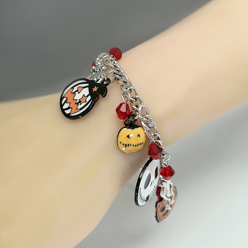 Retro Halloween Pumpkin Bat Skull Women's Bracelet - Creative Exaggerated Dark Style Jewelry