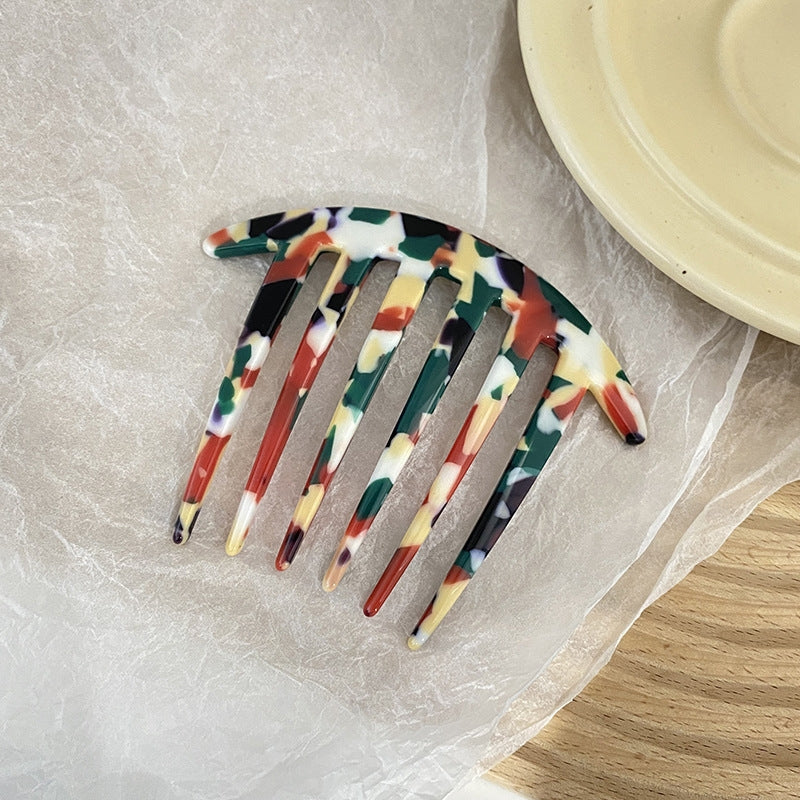 Retro Geometric Acetate 6-Tooth Hair Comb - Versatile Hanfu Hair Accessory