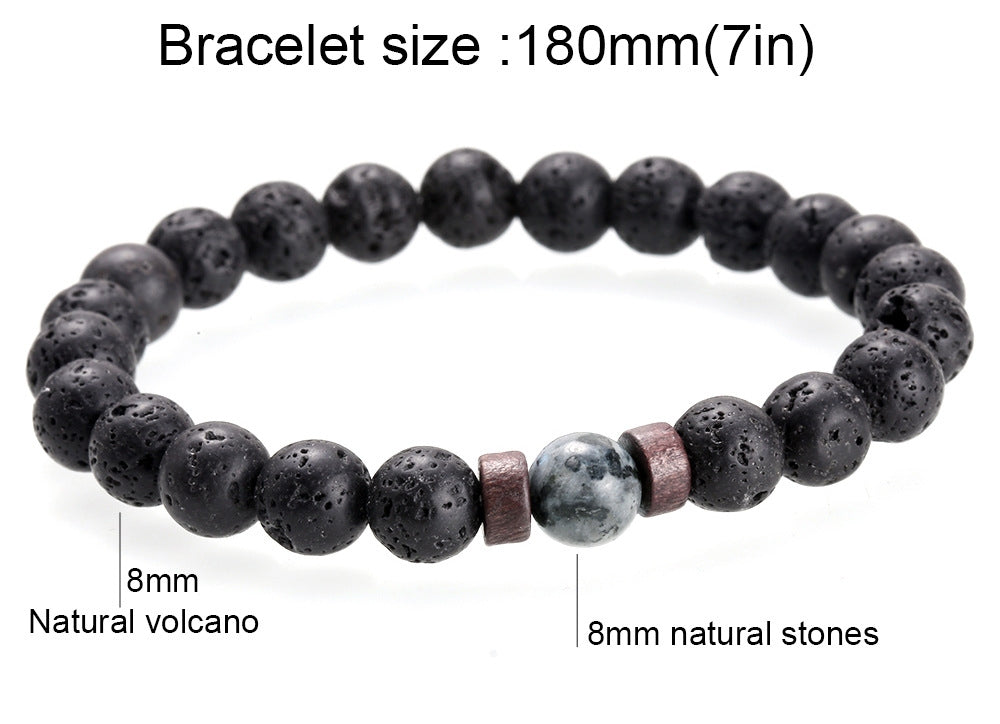 Retro Geometric Volcanic Rock Beaded Bracelet for Men