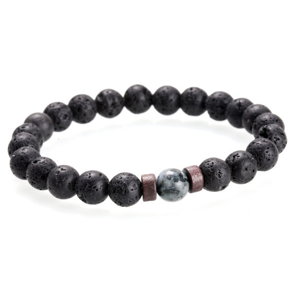 Retro Geometric Volcanic Rock Beaded Bracelet for Men