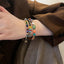 Retro Geometric Alloy Elephant Pendant Bracelet with Colored Beads and Natural Stone