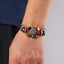 Retro Vintage Cowhide Leather Beaded Bracelet with Sunflower Charm