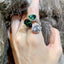 Retro Geometric Emerald Green Zircon Open Ring for Women